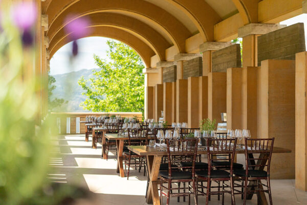 The terrace at the Mission Hill Family Estate